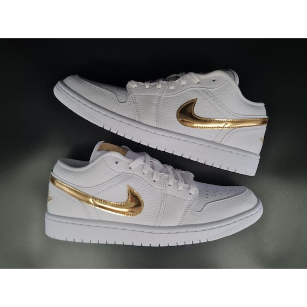 Jordan 1 Low. White Metallic Gold (Women’s). SIZE 8.5 - CZ4776-100